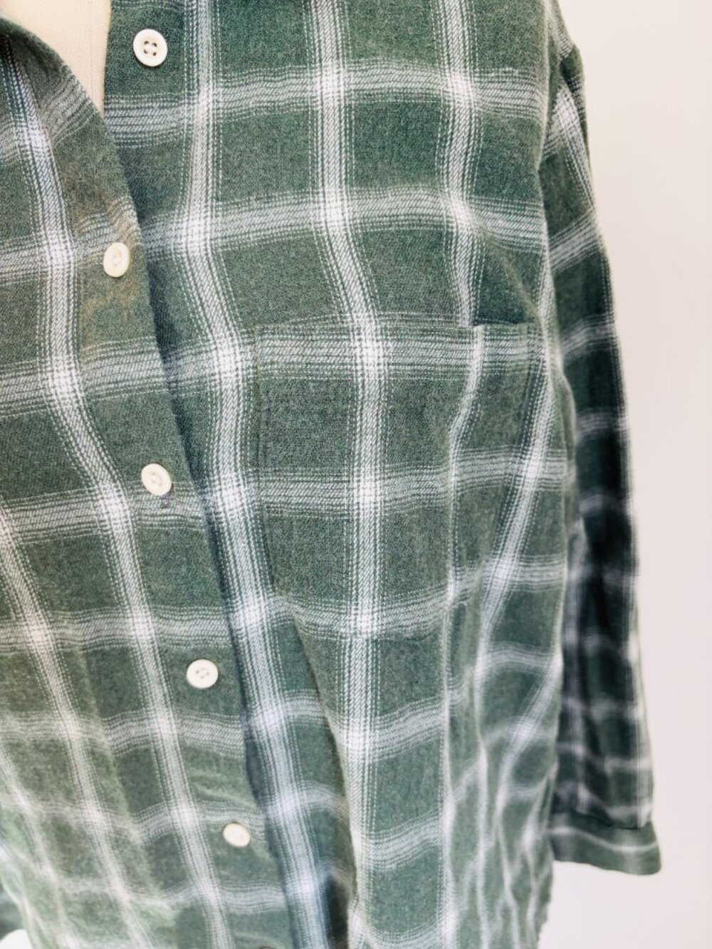 Madewell 90's Grunge/Gorpcore Oversized Forest Green Plaid Flannel Shirt - XS🌲✨ - Picture 6 of 14